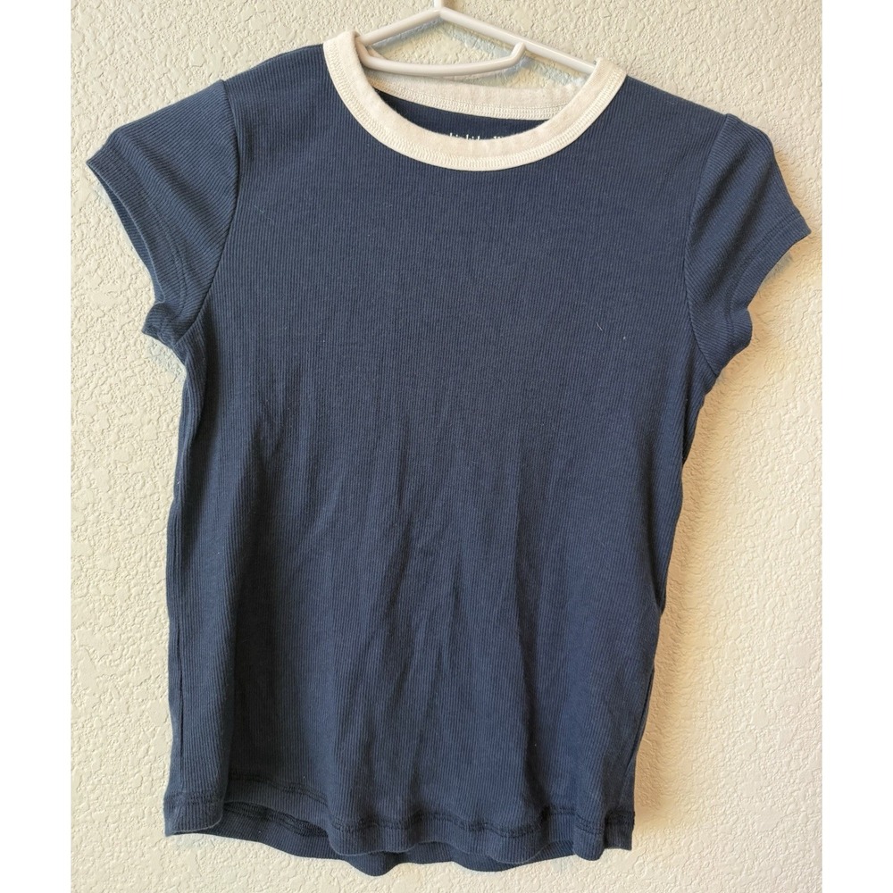 Abercrombie Kids Ribbed Short Sleeve T-Shirt Youth Size 11/12 Navy Blue